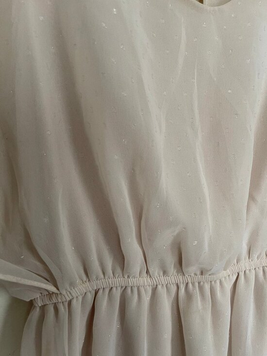 Francesca's Light Pink Dress Size Medium Sheer Sparkle Shimmer - Picture 4 of 9